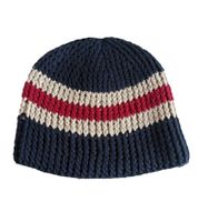 Stylish crocheted winter hat, soft knitted hat with stripes, cotton hat 7314GUY navy/white/red Stylish crocheted winter hat, soft knitted hat with stripes, cotton hat 7314GUY navy/white/red