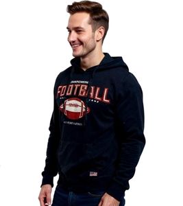 U.S. SPORT AMERICA Men's Hoodie with Hood and Large Lettering Cotton Hoodie Summer Pullover Leisure Hoodie Blue