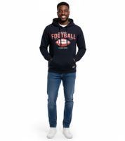 U.S. SPORT AMERICA Men's Hoodie with Hood and Large Lettering Cotton Hoodie Summer Pullover Leisure Hoodie Blue