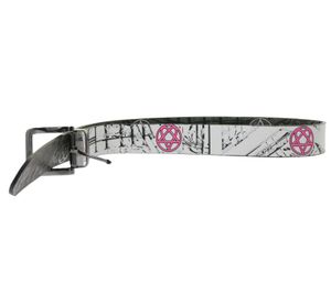 HIM Rockband Belt for Women, One Size, 100cm Genuine Leather Belt with Double-Sided Pattern, BT110925HIM3, White/Pink