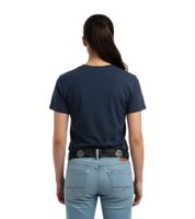 Cintura Rockband HIM da donna, taglia unica, 100 cm, in vera pelle con motivo double-face, BT110925HIM3, bianco/rosa