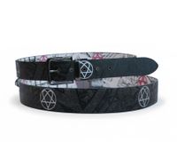 Cintura Rockband HIM da donna, taglia unica, 100 cm, in vera pelle con motivo double-face, BT110925HIM3, bianco/rosa