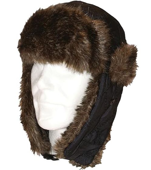 Warm hat for women and men with faux fur and chin closure BR157599PLB Black