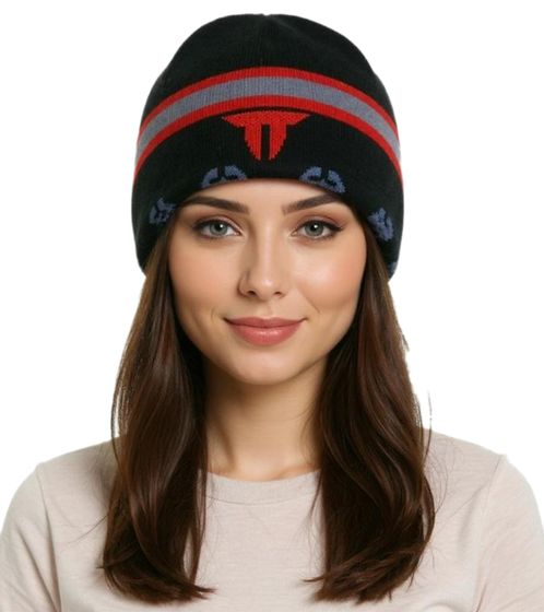 Bonnet unisexe THROWDOWN en coton à bande métallique, coupe classique KC122367TDW, noir/rouge/gris