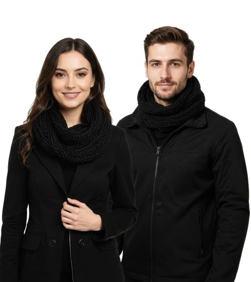 Bufanda de Lazo, Bufanda Redonda Ancha para Mujer y Hombre, Bufanda de Punto Sencilla SF158163PLB Negra