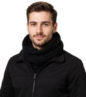 Écharpe à boucle, large écharpe ronde pour femme et homme, écharpe simple en tricot SF158163PLB, noire Écharpe à boucle, large écharpe ronde pour femme et homme, écharpe simple en tricot SF158163PLB, noire