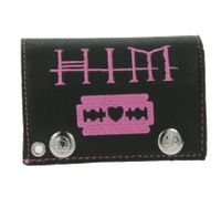 Cartera de cuero HIM con motivo de corazón rosa, cierres a presión metálicos y cadena, estilo gótico rockero LW825951HIM0 Negro/Rosa Cartera de cuero HIM con motivo de corazón rosa, cierres a presión metálicos y cadena, estilo gótico rockero LW825951HIM0 Negro/Rosa