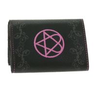 Cartera de cuero HIM con motivo de corazón rosa, cierres a presión metálicos y cadena, estilo gótico rockero LW825951HIM0 Negro/Rosa Cartera de cuero HIM con motivo de corazón rosa, cierres a presión metálicos y cadena, estilo gótico rockero LW825951HIM0 Negro/Rosa