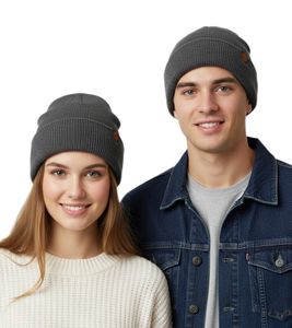 Unisex Mütze Damen und Herren Beanie mit kleinem Logo-Patch KC28QJDES Grau Unisex Mütze Damen und Herren Beanie mit kleinem Logo-Patch KC28QJDES Grau