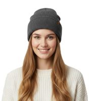 Unisex Mütze Damen und Herren Beanie mit kleinem Logo-Patch KC28QJDES Grau Unisex Mütze Damen und Herren Beanie mit kleinem Logo-Patch KC28QJDES Grau