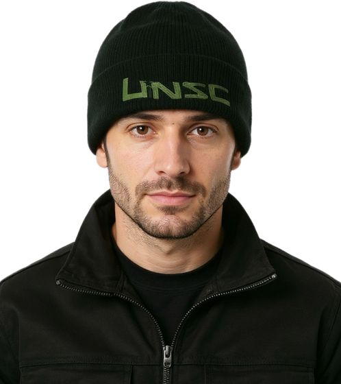 Gorro unisex de algodón UNSC de corte clásico KC160562HLO negro/verde