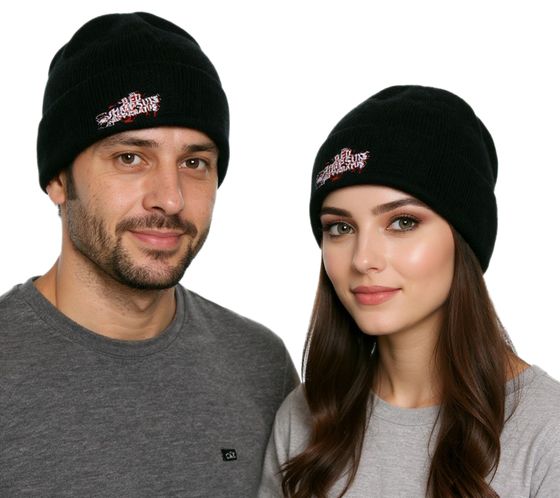 RED JUMPSUIS APPARATUS Unisex Beanie Baumwoll-Mütze im klassischen Schnitt KC110824RJA Schwarz/Rot/Weiß