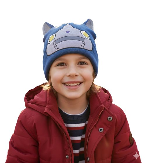 Yo-kai Watch Robonyan Beanie Strick-Mütze Kinder Kopfbedeckung mit Ohren KC302488YKW Blau