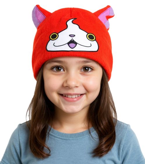 Yo-kai Watch Jibanyan Beanie Children's Knitted Hat with Ears KC472464YKW Orange/Pink
