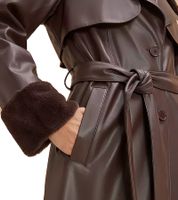 Manteau en similicuir durable pour femme avec col en fausse fourrure, veste en similicuir, manteau d'automne 930388 marron Manteau en similicuir durable pour femme avec col en fausse fourrure, veste en similicuir, manteau d'automne 930388 marron