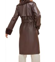 Manteau en similicuir durable pour femme avec col en fausse fourrure, veste en similicuir, manteau d'automne 930388 marron Manteau en similicuir durable pour femme avec col en fausse fourrure, veste en similicuir, manteau d'automne 930388 marron