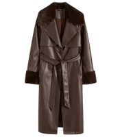 Manteau en similicuir durable pour femme avec col en fausse fourrure, veste en similicuir, manteau d'automne 930388 marron Manteau en similicuir durable pour femme avec col en fausse fourrure, veste en similicuir, manteau d'automne 930388 marron