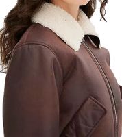 Veste aviateur en similicuir durable pour femme, veste aviateur de haute qualité avec col en fausse fourrure, 933611 Marron Veste aviateur en similicuir durable pour femme, veste aviateur de haute qualité avec col en fausse fourrure, 933611 Marron