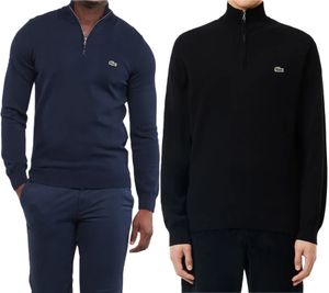 Lacoste Herren Strick-Troyer klassischer Strick-Pulli mit Logo-Stickerei Langarm-Pullover AH1980 Schwarz oder Blau