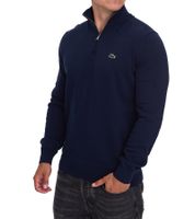 Lacoste Men's Classic Knit Sweater with Logo Embroidery, Long-Sleeved Sweater, AH1980, Black or Blue Lacoste Men's Classic Knit Sweater with Logo Embroidery, Long-Sleeved Sweater, AH1980, Black or Blue