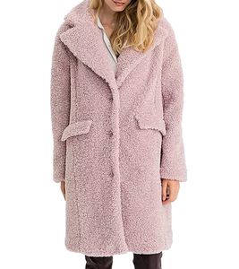 Women's Coat, Long Teddy Fur Jacket, Everyday Coat, Cozy Basic Coat 970034 Pink Women's Coat, Long Teddy Fur Jacket, Everyday Coat, Cozy Basic Coat 970034 Pink