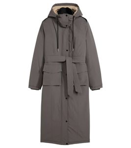 Women's Coat with Belt, Sustainable Winter Coat with Hood, Outdoor Jacket 956903 Dark Gray