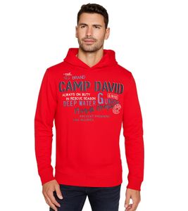 CAMP DAVID Men's Cotton-Blend Sweatshirt, Hooded Sweatshirt, Long-Sleeved Shirt, CCU2100-3767 Red