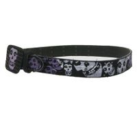 Cintura MISFITS Punk Band per uomo e donna in look destroyed con teschi, cintura casual BT109173MIS4 Nero/Bianco/Viola