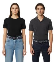 Cintura MISFITS Punk Band per uomo e donna in look destroyed con teschi, cintura casual BT109173MIS4 Nero/Bianco/Viola