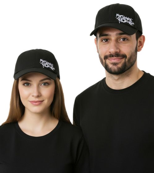 My Chemical Romance Unisex Cap Baumwoll-Cap mit leicht gebogenem Schirm Base-Cap TC111925MCR Schwarz/Weiß