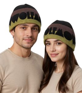 Berretto Wolfmother, berretto caldo, elegante berretto lavorato a maglia, articolo fan KC109932WLM, nero/grigio/giallo