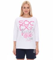 SOCCX by Carina Damen Oversized Sweatshirt mit Rundhals-Ausschnitt Alltags-Pulli 364387_2007 Weiß