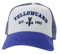 Cappellino da baseball YELLOWCARD Pop Punk Band Fanwear con visiera curva TC103518YWC Bianco/Blu