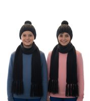 Bonnet et écharpe : Longue écharpe tricotée pour enfant avec bonnet à pompon SF157827PLB Gris Bonnet et écharpe : Longue écharpe tricotée pour enfant avec bonnet à pompon SF157827PLB Gris