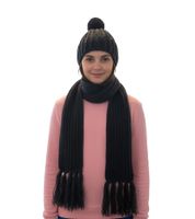 Bonnet et écharpe : Longue écharpe tricotée pour enfant avec bonnet à pompon SF157827PLB Gris Bonnet et écharpe : Longue écharpe tricotée pour enfant avec bonnet à pompon SF157827PLB Gris