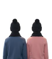 Bonnet et écharpe : Longue écharpe tricotée pour enfant avec bonnet à pompon SF157827PLB Gris Bonnet et écharpe : Longue écharpe tricotée pour enfant avec bonnet à pompon SF157827PLB Gris