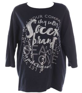 SOCCX Women's Oversized Crew Neck Sweatshirt, Everyday Sweater SCU-2100-3772 Blue