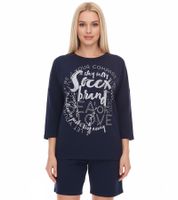 SOCCX by Carina Damen Oversized Sweatshirt mit Rundhals-Ausschnitt Alltags-Pulli SCU-2100-3772 Blau