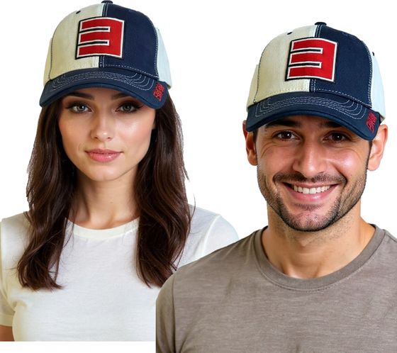 Cappellino da camionista unisex di Eminem con logo ricamato, elegante cappellino da baseball, merchandise per fan, blu navy/bianco
