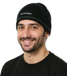 Gorro de Fall Out Boy, acogedor gorro de punto de doble capa, elegante gorro, producto para fans, KC106746FOB, Negro
