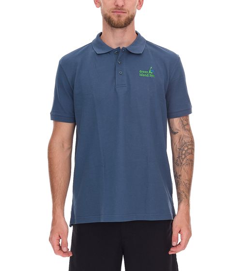 green SYLT Herren Polo-Shirt Slim Fit Baumwoll-Shirt Kurzarm-Shirt Basic-Shirt 0100-009 Blau