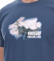 Camiseta de algodón con estampados SYLT "WINDSURF WORLD CUP SYLT" para hombre, color verde 0100-007, azul oscuro.
