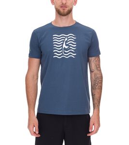 green SYLT Men's Wave-Print Cotton Shirt with Sylt Graphic 0100-007 Dark Blue