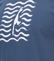 Camisa verde SYLT de algodón con estampado de olas y gráfico Sylt 0100-007 azul oscuro para hombre