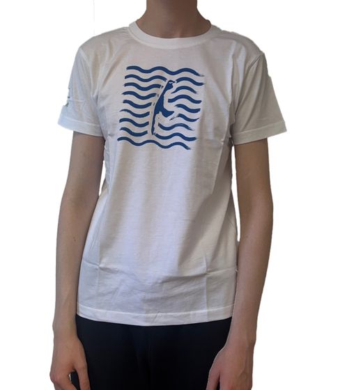 green SYLT Women's and Men's Cotton Shirt with Wave Print and Sylt Graphic 0100-007 White