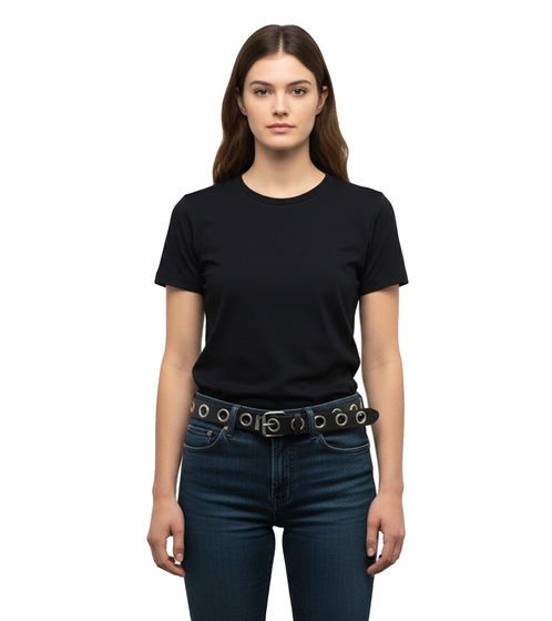 Cinturón punk MISFITS para hombre y mujer con letras y tachuelas, cinturón casual BT105931MIS3 negro/blanco