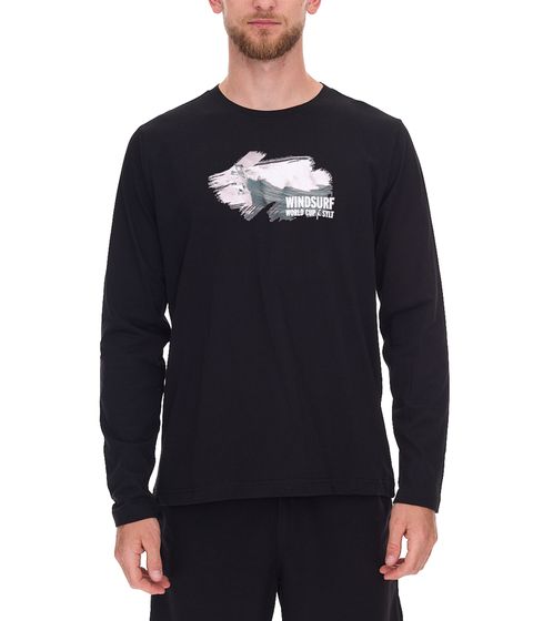 green SYLT "WINDSURF WORLD CUP SYLT" Men's Long-Sleeved Cotton Shirt with Prints 0100-008 Black