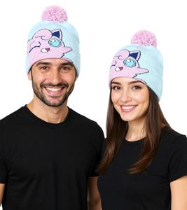 POKEMON Beanie with Pom Pom in Jigglypuff Design. Gaming Hat. Knitted Beanie. Fan Merchandise. KC160211POK Blue/Pink POKEMON Beanie with Pom Pom in Jigglypuff Design. Gaming Hat. Knitted Beanie. Fan Merchandise. KC160211POK Blue/Pink