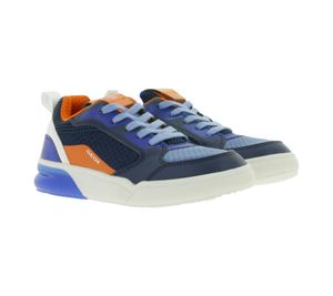 GEOX Grayjay Boys' Casual Sneakers with LEDs in the Sole, Everyday Shoes J029YF 014BU C0659 Blue/Orange