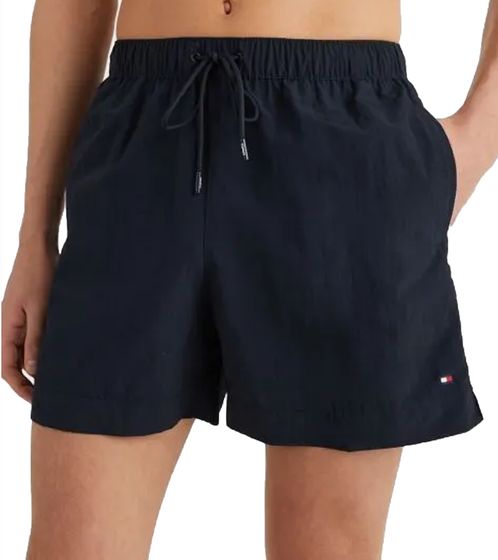 Tommy Hilfiger Medium Drawstring Men's Swim Shorts, Sustainable Swim Shorts with Logo and Pockets, UM0UM02793DW5 Dark Blue